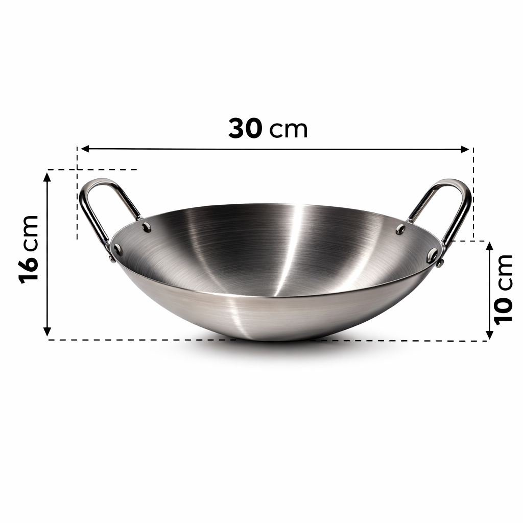 Sarten Wok en Acero Inoxidable