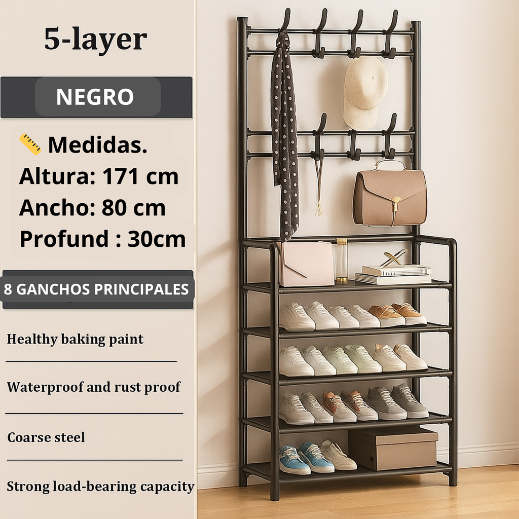 Zapatero Perchero Organizador 5 Niveles